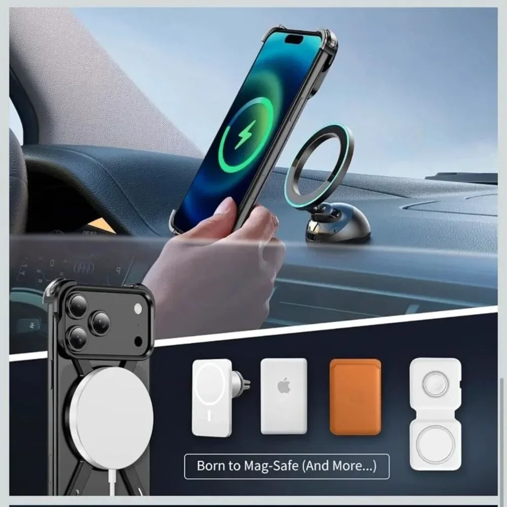 iPhone 17 Pro Max MagSafe Metal Case Kickstand Black